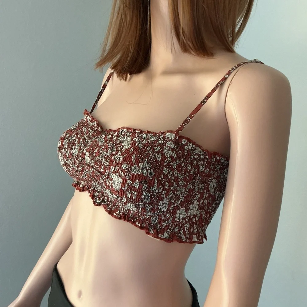 Free People Red Floral Bandeau top - Picture 3 of 11